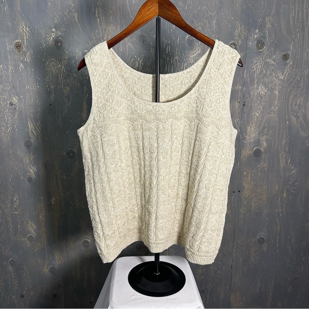 Source Unknown Cream Textured Tank Top
